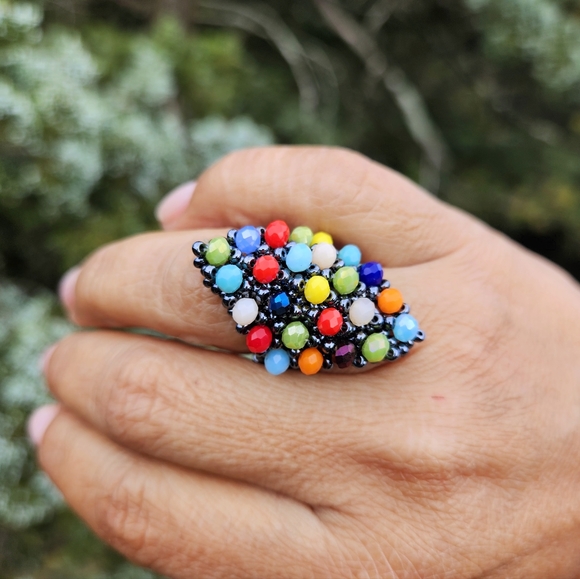 Handmade beaded ring - Picture 2 of 7